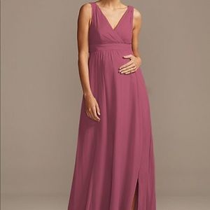 Pleated Tank Chiffon Maternity Bridesmaid Dress in Chianti